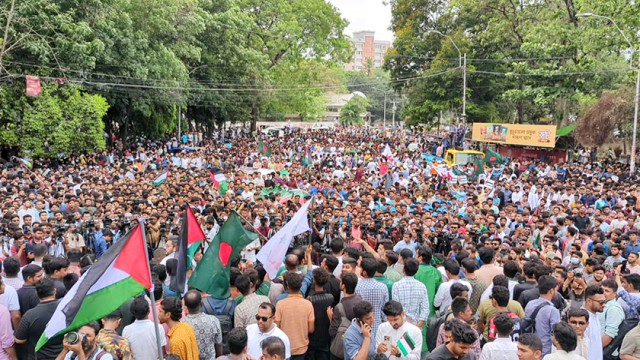 স্বাধীন ফিলিস্তিনের দাবিতে ছাত্রলীগের সমাবেশ