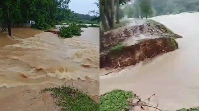 রেকর্ড বৃষ্টিতে মুহুরী নদীর বাঁধ ভেঙে প্লাবিত ১৫ গ্রাম