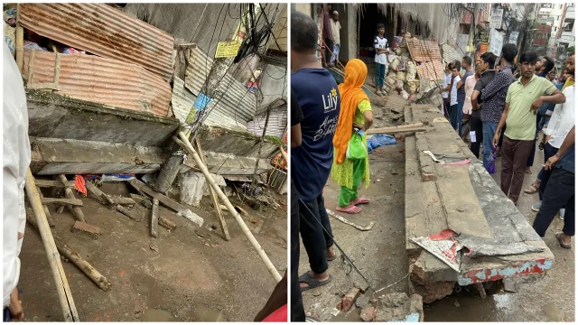 রাজধানীর পান্থপথে দেয়াল ধসে প্রাণ গেল ১ জনের, আহত ২