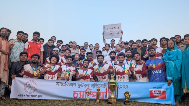 কুবির ফুটবলে চ্যাম্পিয়ন ফিন্যান্স অ্যান্ড ব্যাংকিং বিভাগ