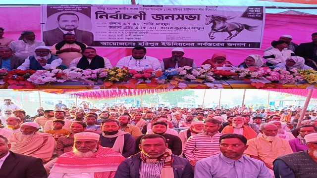 নাসিরনগরের স্বতন্ত্র প্রার্থী  কামরুজ্জামান মামুনের নির্বাচনী সমাবেশে জনতার ঢল