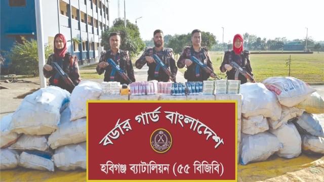 বিজিবির অভিযানে হবিগঞ্জে: তুষের আড়ালে ৩ কোটি টাকার ভারতীয় পণ্য জব্দ