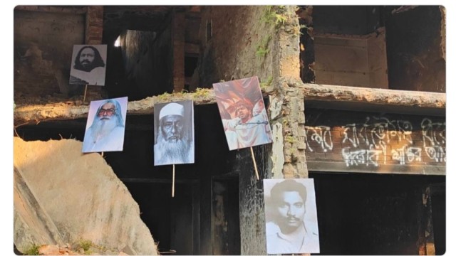 ধানমণ্ডি ৩২-এ টাঙানো হলো  ভাসানী, ওসমান হাদিসহ গণআন্দোলনের নেতাদের ছবি