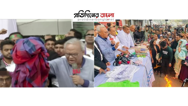 এবার ভারতীয় শাড়ি রাস্তায় ছুড়ে আগুনে পোড়ালেন রিজভী